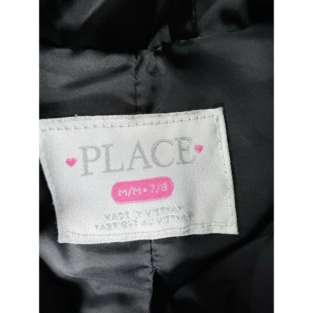 Girls Puffer Jacket M 7/8 Black Winter Coat Lightweight by The Children's Place